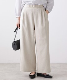 【セットアップ可/洗える】リネンライクワイドパンツ