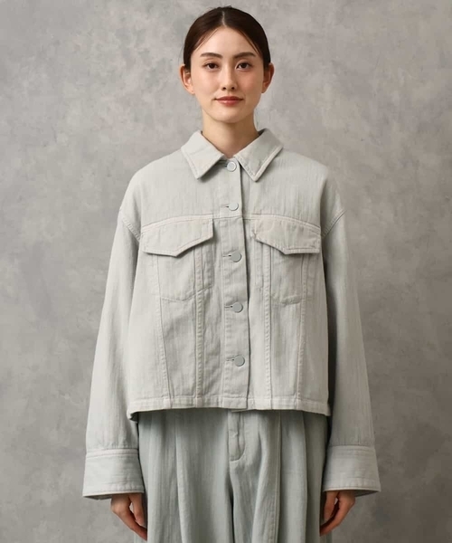 MICHEL KLEIN（ミッシェル・クラン）の「[セットアップ対応]デニムダブルポケットブルゾン（デニムジャケット・レディース・ライトグレー・38）」の3枚目の写真