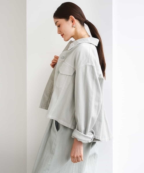 MICHEL KLEIN（ミッシェル・クラン）の「[セットアップ対応]デニムダブルポケットブルゾン（デニムジャケット・レディース・ライトグレー・38）」の16枚目の写真