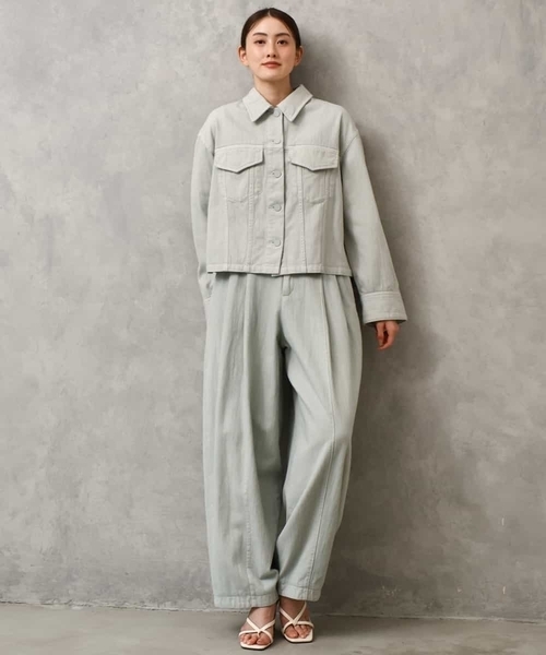 MICHEL KLEIN（ミッシェル・クラン）の「[セットアップ対応]デニムダブルポケットブルゾン（デニムジャケット・レディース・ライトグレー・38）」の20枚目の写真