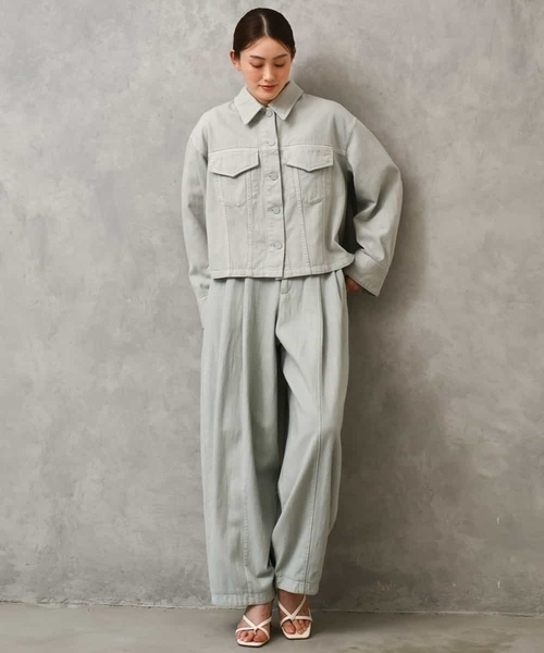 MICHEL KLEIN（ミッシェル・クラン）の「[セットアップ対応]デニムダブルポケットブルゾン（デニムジャケット・レディース・ライトグレー・38）」の21枚目の写真