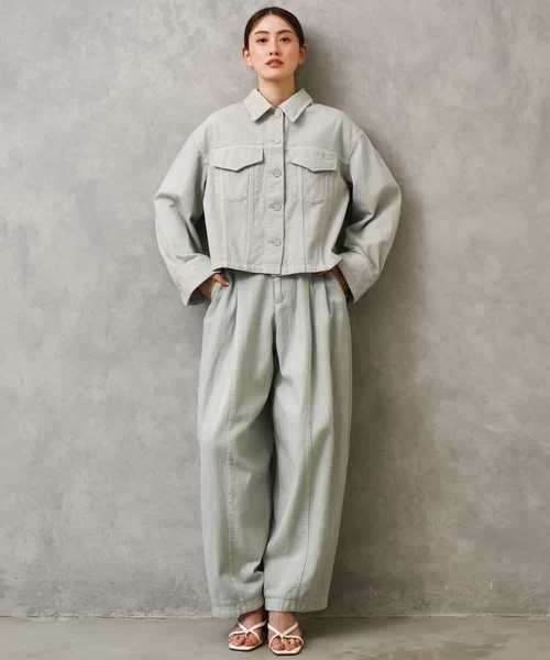 MICHEL KLEIN（ミッシェル・クラン）の「[セットアップ対応]デニムダブルポケットブルゾン（デニムジャケット・レディース・ライトグレー・38）」の22枚目の写真