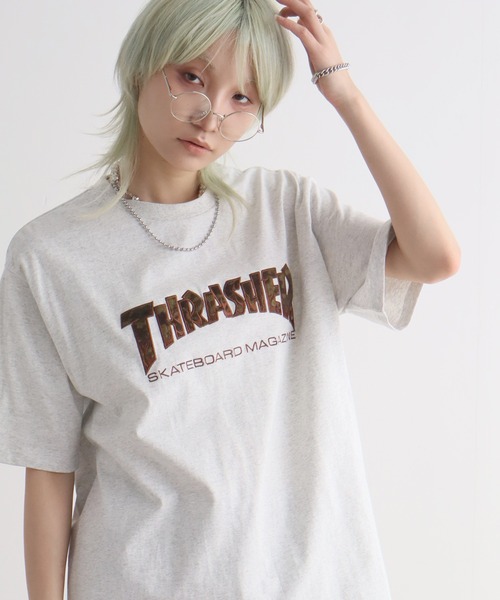 THRASHER(スラッシャー)の「【THRASHER/スラッシャー】アソート柄 アップリケ刺繍 半袖Tシャツ(Tシャツ/カットソー・メンズ・ブラック系その他/ピンク/ブラック系その他2/アッシュグレー・L/M/XL)」の3枚目の写真