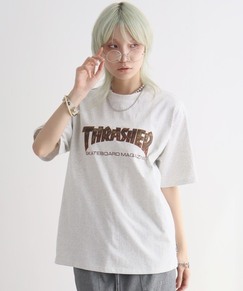 THRASHER(スラッシャー)の「【THRASHER/スラッシャー】アソート柄 アップリケ刺繍 半袖Tシャツ(Tシャツ/カットソー・メンズ・ブラック系その他/ピンク/ブラック系その他2/アッシュグレー・L/M/XL)」の11枚目の写真
