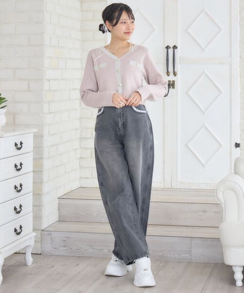 ems excite（エムズエキサイト）の「ウエストレースデニムPT（デニムパンツ・レディース・インディゴブルー/ブラック/ライトブルー・MEDIUM/SMALL）」の4枚目の写真