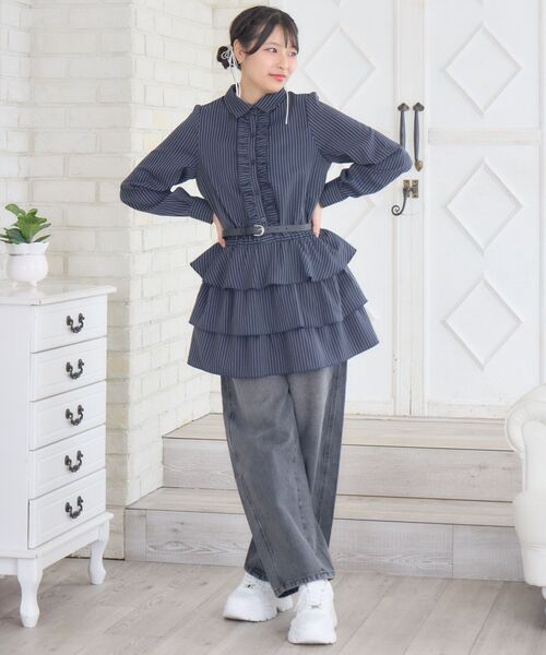 ems excite（エムズエキサイト）の「ウエストレースデニムPT（デニムパンツ・レディース・インディゴブルー/ブラック/ライトブルー・MEDIUM/SMALL）」の12枚目の写真