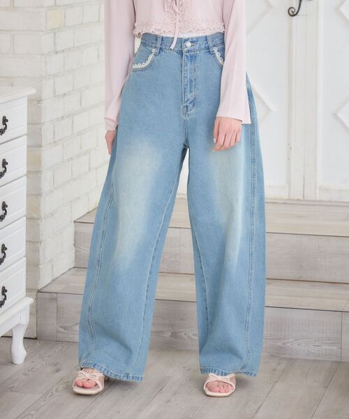 ems excite（エムズエキサイト）の「ウエストレースデニムPT（デニムパンツ・レディース・インディゴブルー/ブラック/ライトブルー・MEDIUM/SMALL）」の18枚目の写真