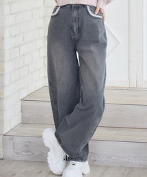 【2サイズ展開】ウエストレースデニムパンツ