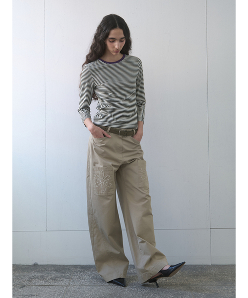Kijun(キジュン)の「Stripe Mid Sleeve Tee Khaki(Tシャツ/カットソー・レディース・その他・MEDIUM/SMALL)」の5枚目の写真