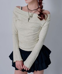 Diable baiser | レイヤード風フレア袖オフショルカットソートップス(Tシャツ/カットソー)