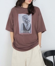 Tシャツ/カットソー（ブラウン/茶色系・前面プリント）ファッション
