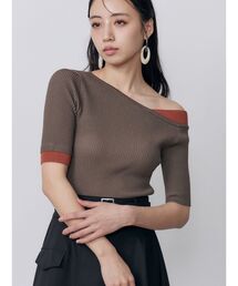 レイヤードワンショルハーフニット 夏服