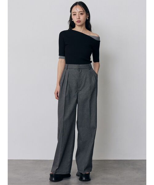 MURUA（ムルーア）の「レイヤードワンショルハーフニット（ニット/セーター・レディース・モカ/ブルー/グレー/ブラック/アイボリー・FREE）」の8枚目の写真