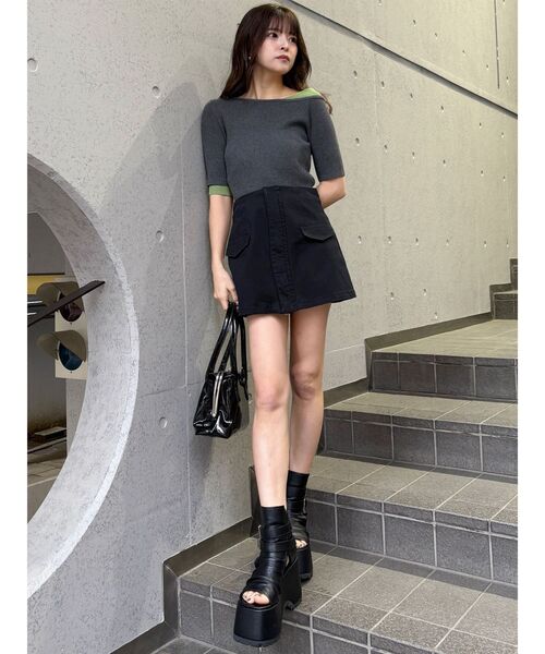 MURUA（ムルーア）の「レイヤードワンショルハーフニット（ニット/セーター・レディース・モカ/ブルー/グレー/ブラック/アイボリー・FREE）」の18枚目の写真