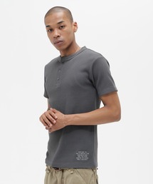 MINI WAFFLE HENLEY NECK T-SHIRT "STENCIL" / ミニワッフル ヘンリーネック Tシャツ ”ステンシル” / AVIREX / アヴィレックス