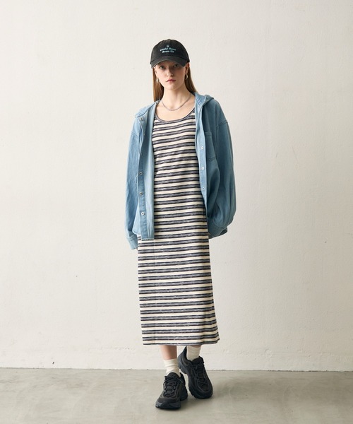 uchi.(ウチ)の「ボーダーノースリーブタンクワンピース(ワンピース・レディース・グレー系その他/ネイビー系・FREE)」の8枚目の写真