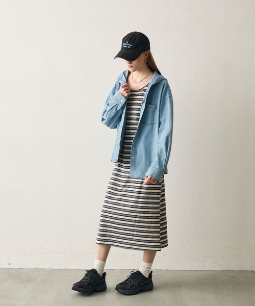 uchi.(ウチ)の「ボーダーノースリーブタンクワンピース(ワンピース・レディース・グレー系その他/ネイビー系・FREE)」の9枚目の写真