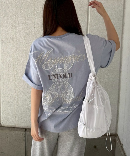 continuer de NICE CLAUP(コンティニューデナイスクラップ)の「甘さのあるプリントが主役、レースウサギBIGT(Tシャツ/カットソー・レディース・オートミール/チャコールグレー/オフホワイト/サックスブルー・FREE)」の22枚目の写真