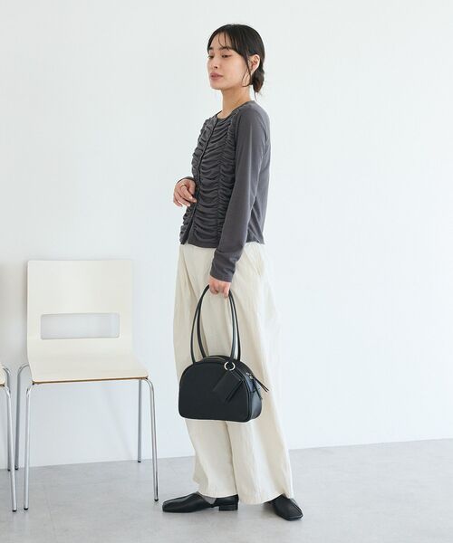 CRAFT STANDARD BOUTIQUE(クラフトスタンダードブティック)の「シャーリングカーディガン(カーディガン/ボレロ・レディース・杢グレー/グリーン系その他3/アイボリー・FREE)」の9枚目の写真