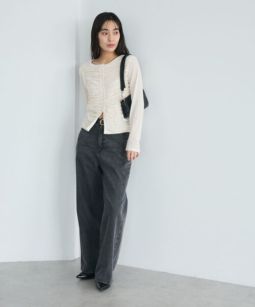 CRAFT STANDARD BOUTIQUE(クラフトスタンダードブティック)の「シャーリングカーディガン(カーディガン/ボレロ・レディース・杢グレー/グリーン系その他3/アイボリー・FREE)」の17枚目の写真
