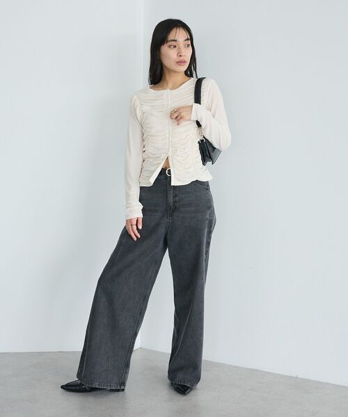 CRAFT STANDARD BOUTIQUE(クラフトスタンダードブティック)の「シャーリングカーディガン(カーディガン/ボレロ・レディース・杢グレー/グリーン系その他3/アイボリー・FREE)」の18枚目の写真