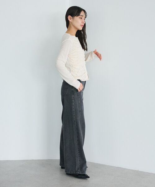 CRAFT STANDARD BOUTIQUE(クラフトスタンダードブティック)の「シャーリングカーディガン(カーディガン/ボレロ・レディース・杢グレー/グリーン系その他3/アイボリー・FREE)」の21枚目の写真