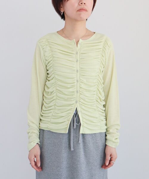 CRAFT STANDARD BOUTIQUE(クラフトスタンダードブティック)の「シャーリングカーディガン(カーディガン/ボレロ・レディース・杢グレー/グリーン系その他3/アイボリー・FREE)」の22枚目の写真