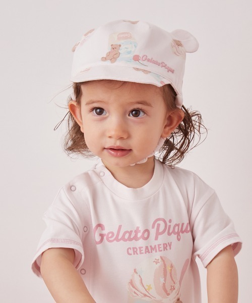 gelato pique(ジェラートピケ)の「【BABY】アイスクリームベア柄キャップ(その他ベビーウェア・キッズ・クリーム/ピンク・F)」の1枚目の写真