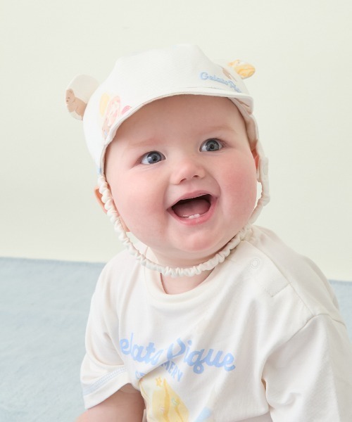 gelato pique(ジェラートピケ)の「【BABY】アイスクリームベア柄キャップ(その他ベビーウェア・キッズ・クリーム/ピンク・F)」の2枚目の写真