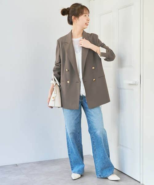 Spick & Span(スピックアンドスパン)の「《追加》プレーンウィーブダブルブレストジャケット(テーラードジャケット・レディース・ネイビー/カーキ・38/36/34/40)」の17枚目の写真