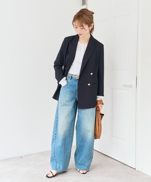 Spick & Span(スピックアンドスパン)の「《追加》プレーンウィーブダブルブレストジャケット(テーラードジャケット・レディース・ネイビー/カーキ・38/36/34/40)」の18枚目の写真