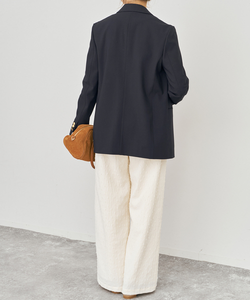 Spick & Span(スピックアンドスパン)の「《追加》プレーンウィーブダブルブレストジャケット(テーラードジャケット・レディース・ネイビー/カーキ・38/36/34/40)」の4枚目の写真