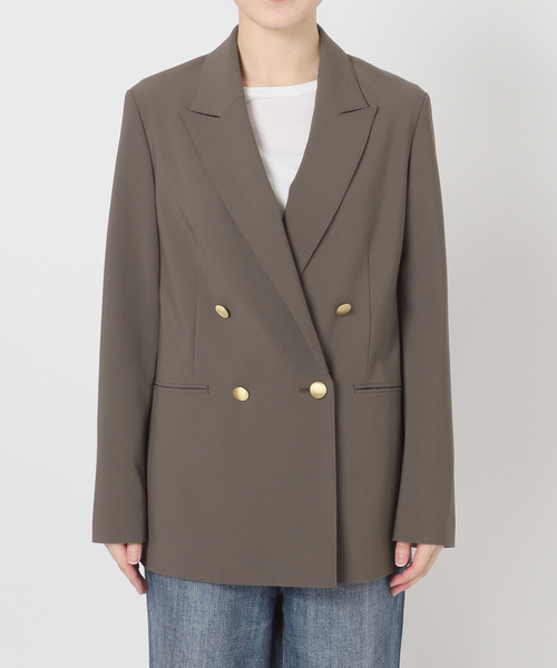 Spick & Span(スピックアンドスパン)の「《追加》プレーンウィーブダブルブレストジャケット(テーラードジャケット・レディース・ネイビー/カーキ・38/36/34/40)」の5枚目の写真