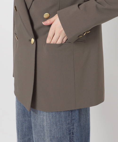 Spick & Span(スピックアンドスパン)の「《追加》プレーンウィーブダブルブレストジャケット(テーラードジャケット・レディース・ネイビー/カーキ・38/36/34/40)」の10枚目の写真
