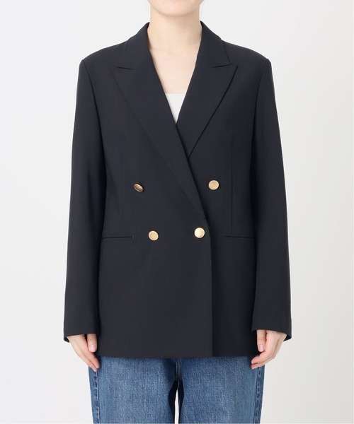 Spick & Span(スピックアンドスパン)の「《追加》プレーンウィーブダブルブレストジャケット(テーラードジャケット・レディース・ネイビー/カーキ・38/36/34/40)」の14枚目の写真