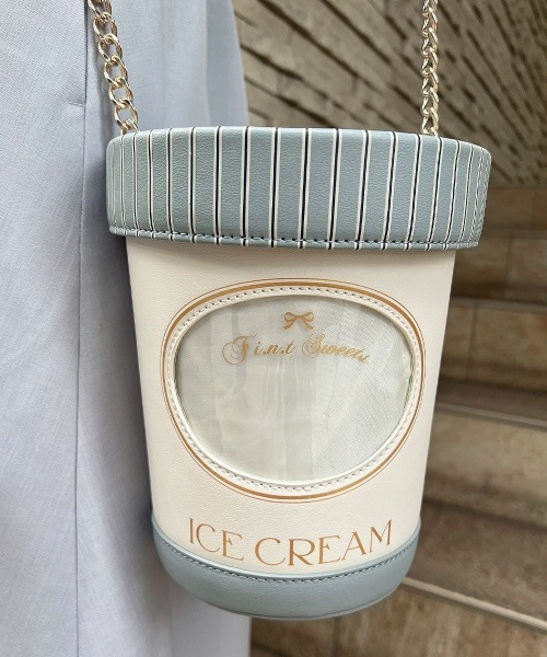 F i.n.t（フィント）の「アイスクリームカップショルダーバッグ（ショルダーバッグ・レディース・ライトブルー/ライトピンク・FREE）」の15枚目の写真