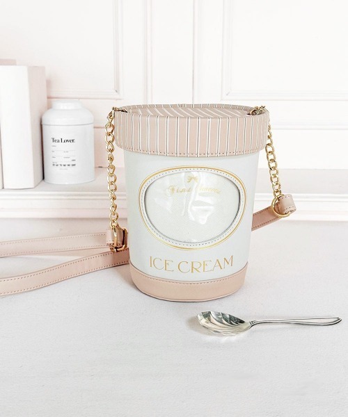 F i.n.t（フィント）の「アイスクリームカップショルダーバッグ（ショルダーバッグ・レディース・ライトブルー/ライトピンク・FREE）」の4枚目の写真