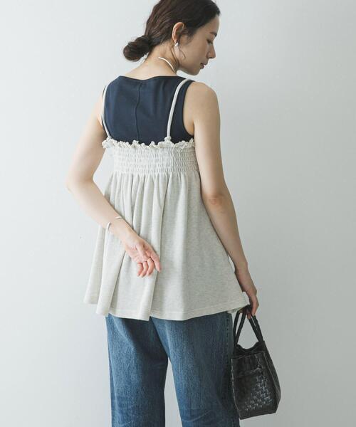 crinkle crinkle crinkle(クリンクルクリンクルクリンクル)の「crinkle crinkle crinkle SHIRRING GATHER CAMI(キャミソール・レディース・ブラック/アイボリー・FREE)」の3枚目の写真