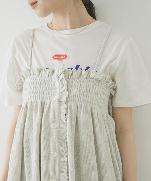 crinkle crinkle crinkle(クリンクルクリンクルクリンクル)の「crinkle crinkle crinkle SHIRRING GATHER CAMI(キャミソール・レディース・ブラック/アイボリー・FREE)」の5枚目の写真