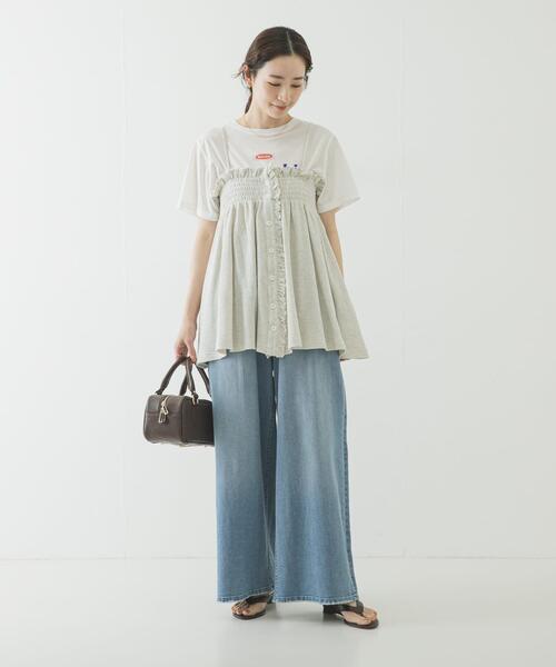 crinkle crinkle crinkle(クリンクルクリンクルクリンクル)の「crinkle crinkle crinkle SHIRRING GATHER CAMI(キャミソール・レディース・ブラック/アイボリー・FREE)」の6枚目の写真