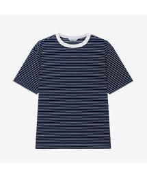 ストライプリンガーオーバーサイズ半袖Tシャツ - 4カラー