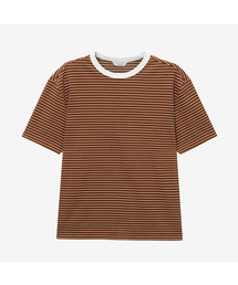 ストライプリンガーオーバーサイズ半袖Tシャツ - 4カラー