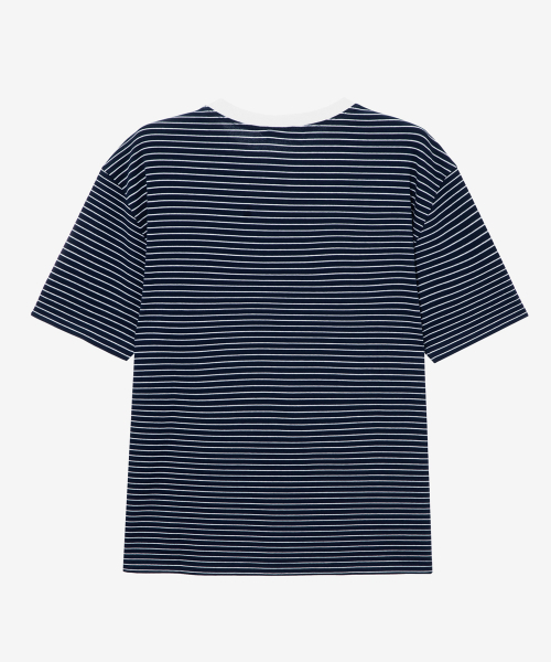 MINDBRIDGE(マインドブリッジ)の「ストライプリンガーオーバーサイズ半袖Tシャツ - 4カラー(Tシャツ/カットソー・メンズ・ホワイト/ネイビー/ブラウン/グレー・100/110/95/105)」の17枚目の写真