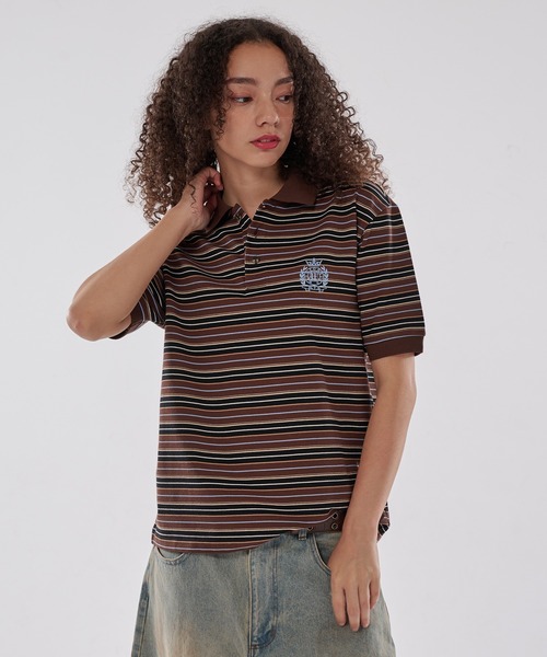 WISH FOR EVER(ウィッシュフォーエバー)の「GAME LOGO POLO SHIRT/ゲームロゴポロシャツ(ポロシャツ・メンズ・グレー/ブラウン/ネイビー・SMALL/MEDIUM/LARGE)」の3枚目の写真