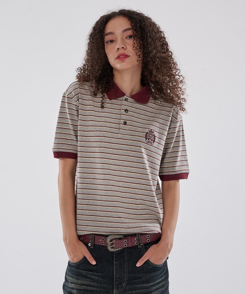 WISH FOR EVER(ウィッシュフォーエバー)の「GAME LOGO POLO SHIRT/ゲームロゴポロシャツ(ポロシャツ・メンズ・グレー/ブラウン/ネイビー・SMALL/MEDIUM/LARGE)」の2枚目の写真