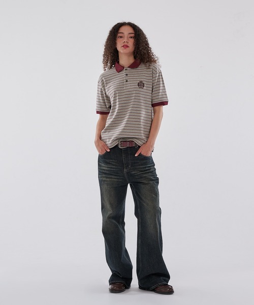 WISH FOR EVER(ウィッシュフォーエバー)の「GAME LOGO POLO SHIRT/ゲームロゴポロシャツ(ポロシャツ・メンズ・グレー/ブラウン/ネイビー・SMALL/MEDIUM/LARGE)」の4枚目の写真