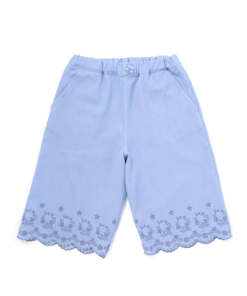 BeBe(ベベ)の「シャンブレー裾スカラップ刺しゅう6分丈ワイドパンツ(90~160cm)(その他パンツ・キッズ・ネイビー・130cm/110cm/140cm/120cm)」の12枚目の写真