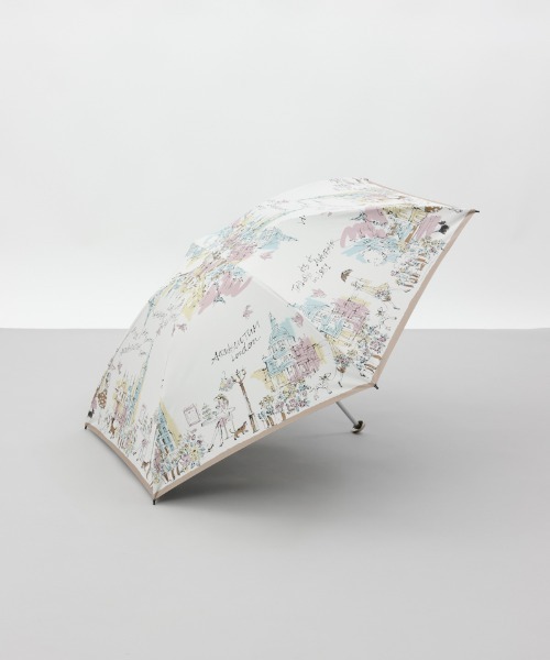 Aquascutum（アクアスキュータム）の「【 Aquascutum（アクアスキュータム）】ガールプリント晴雨兼用傘（折りたたみ傘）（折りたたみ傘・レディース・ネイビー/ベージュ/サックスブルー/グリーン・FREE）」の2枚目の写真