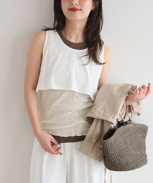SLOBE IENA(スローブイエナ)の「《3枚セット》Plus by ONIT/オニット SLOBE別注 3セットタンクトップ(タンクトップ・レディース・グリーン/ベージュ系その他・FREE)」の12枚目の写真