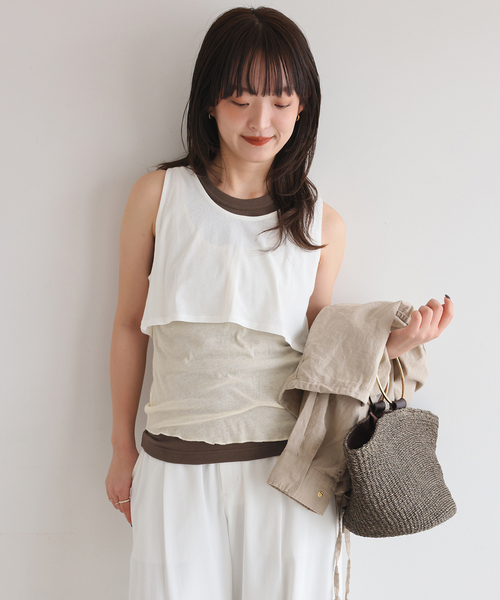 SLOBE IENA(スローブイエナ)の「《3枚セット》Plus by ONIT/オニット SLOBE別注 3セットタンクトップ(タンクトップ・レディース・グリーン/ベージュ系その他・FREE)」の13枚目の写真